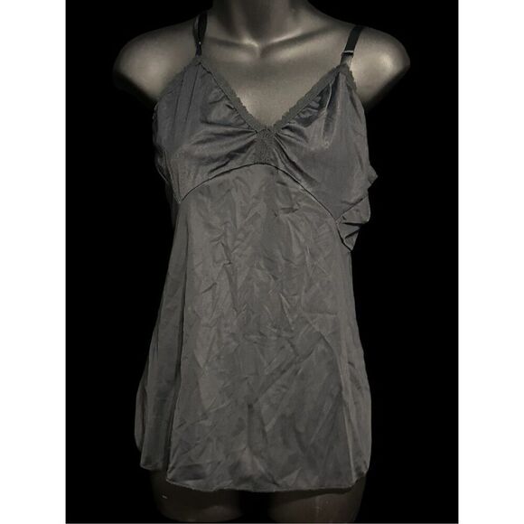 BEAUTIFUL Vintage  SHADOWLINE Slip top 38 tall Nylon, black Work Sleep Everyday - Picture 5 of 8
